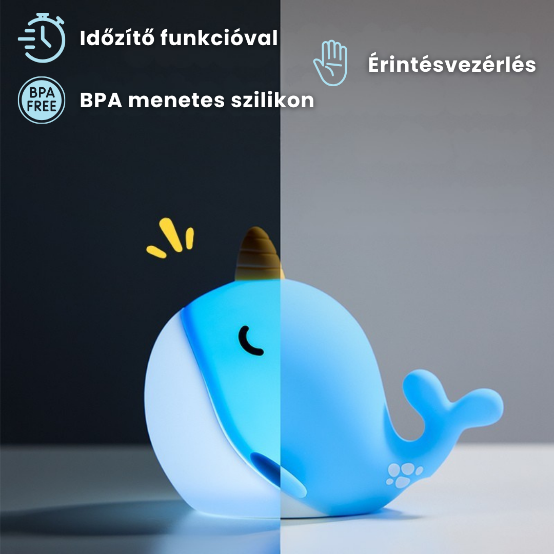 Bubi – a kíváncsi Bálna Éjjeli LED Lámpa