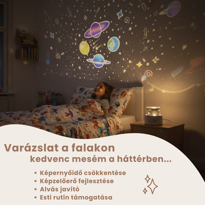 Mesekuckó - éjjeli lámpa projektor gyerekeknek esti mesemondáshoz fényjátékokkal