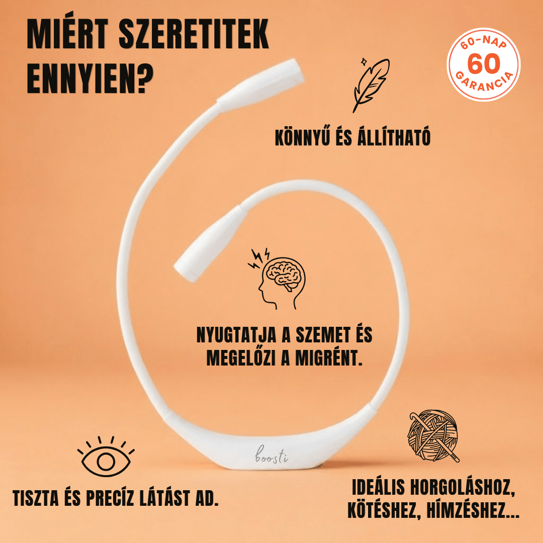 TűFény NyakLámpa – Nyakba Akasztható Lámpa Varráshoz, Kötéshez, Horgoláshoz