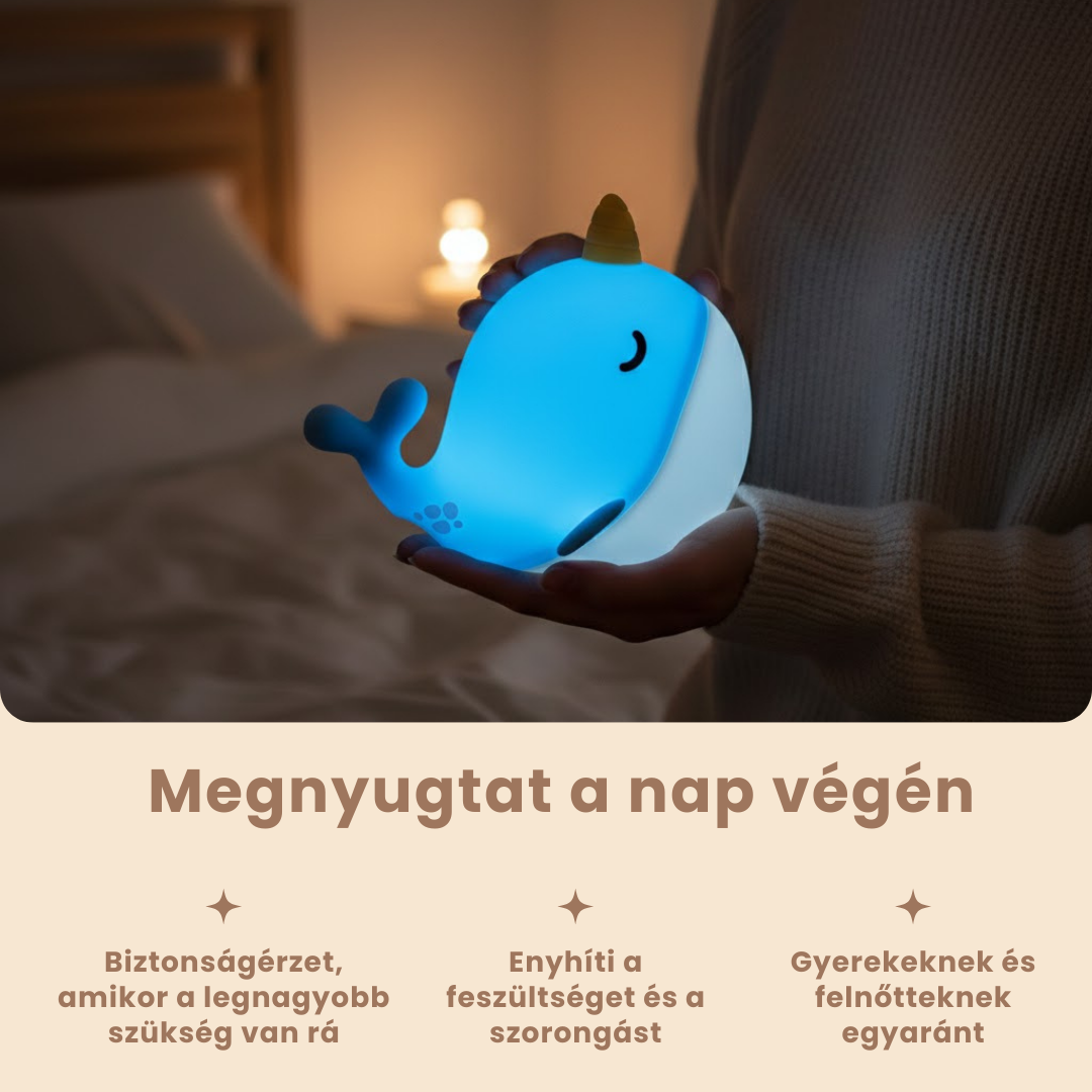 Bubi – a kíváncsi Bálna Éjjeli LED Lámpa