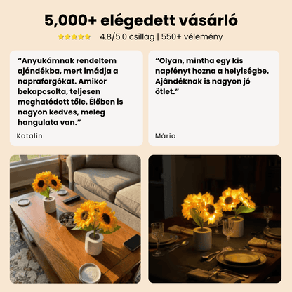 Arany Napraforgó - Meleg Fényű Újratölthető Napraforgó Hangulatlámpa
