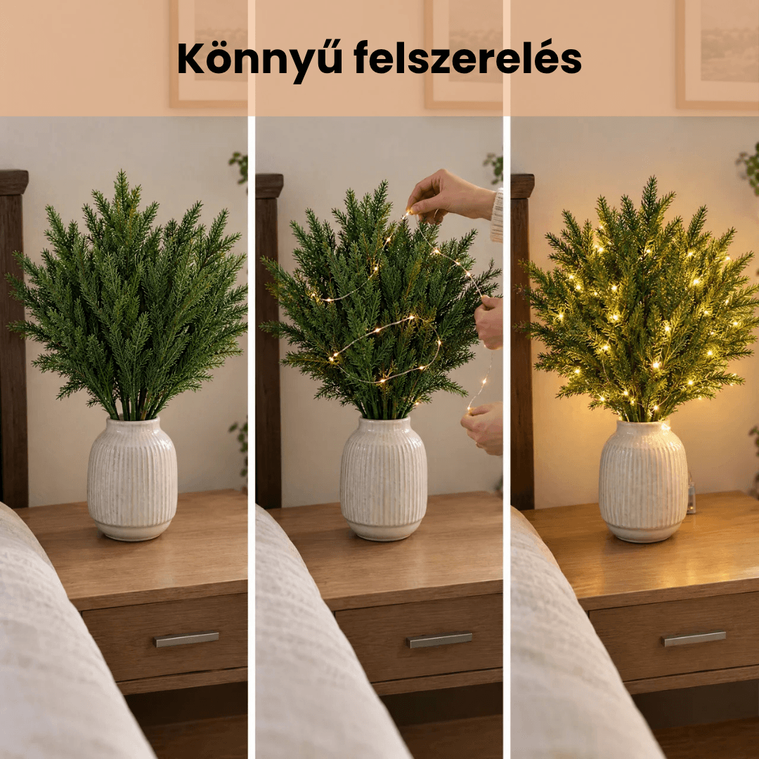 Örök Fenyő – Dekoratív LED Fényfüzéres Műfenyőág Szett